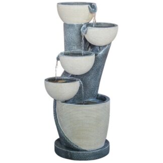 Outdoor Cascading Bowl Water feature - Cement - L37 x W47 x H84 cm - Black