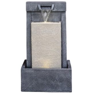 Outdoor Contemporary Cube Water feature - Cement - L47 x W37 x H83 cm - Black